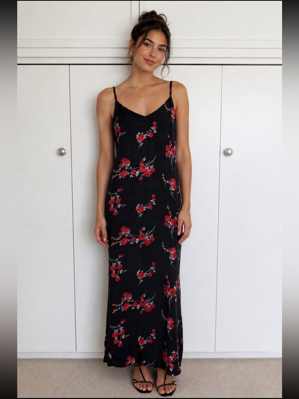 Reformation Floral Rose Print Maxi Slip Dress